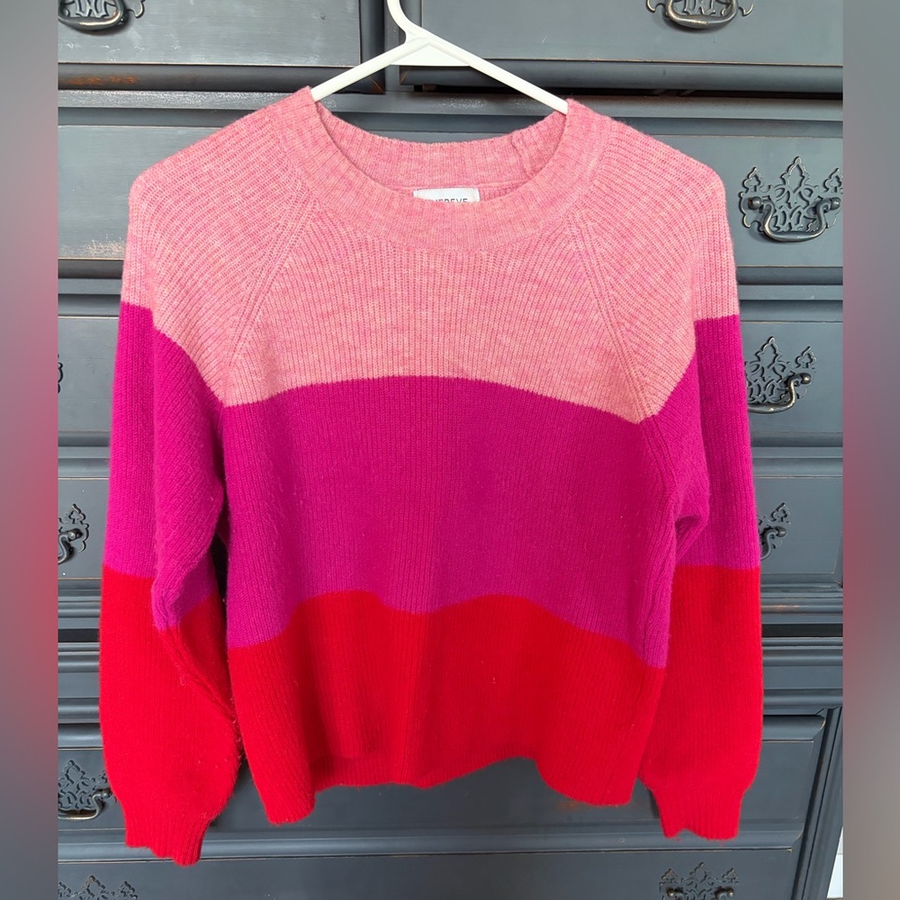 Evereve Preppy Crewneck Frankie Stripe Colorblock Pullover